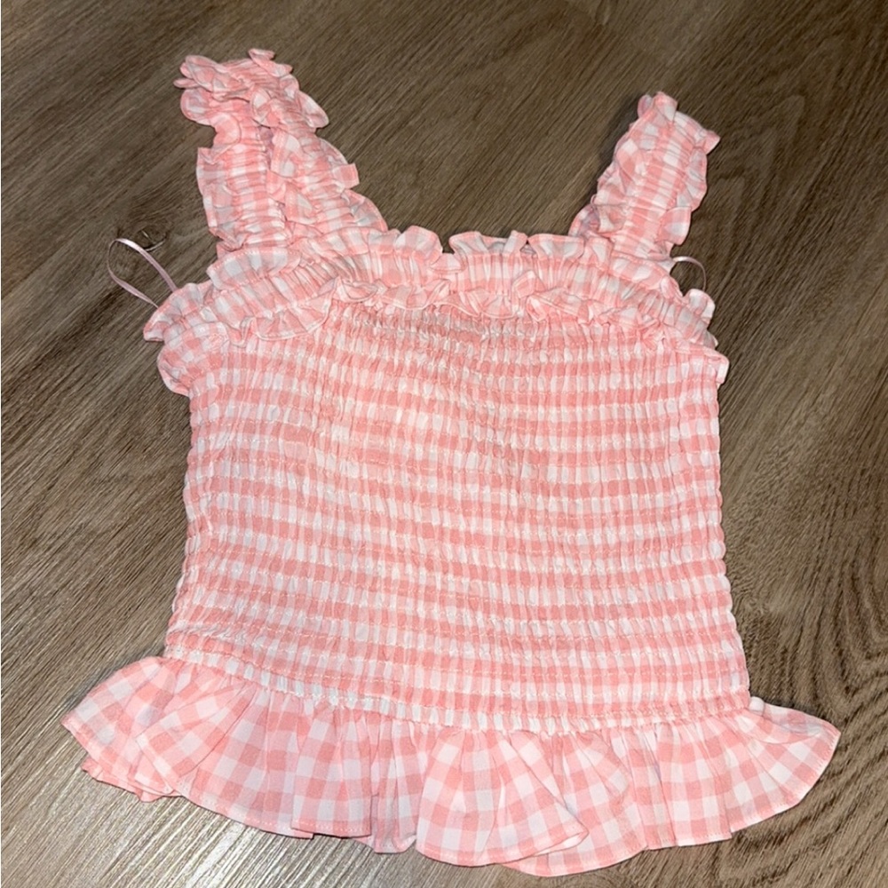 Mable pink plaid crop top